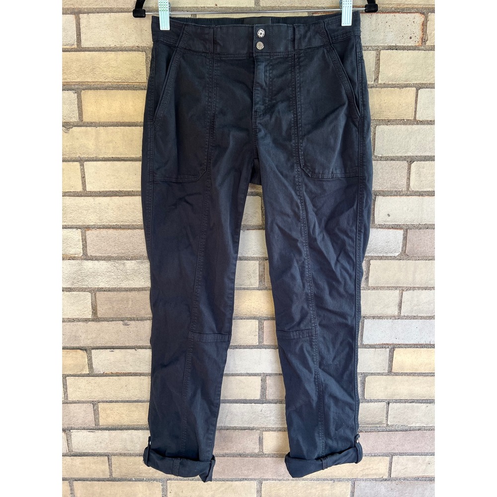 White House Black Market Mid-Rise Straight Crop Pants Size 0 Cuffed Black WHBM